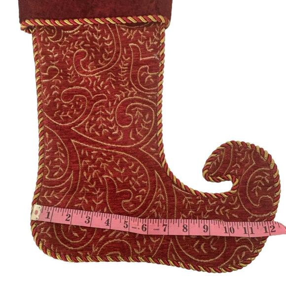 Christmas Holiday Victorian Style Red Gold Textured Rope Trim Stocking Large - Picture 4 of 9